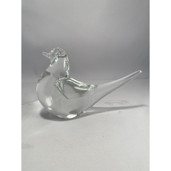 Clear Art Glass Bird Handmade Long Tail - Picture 1 of 9